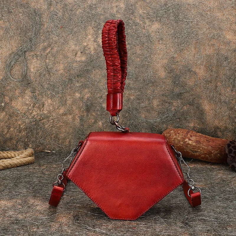 Small Ladies Vintage Leather Clutch Purse With Hand Strap Handbags For Women