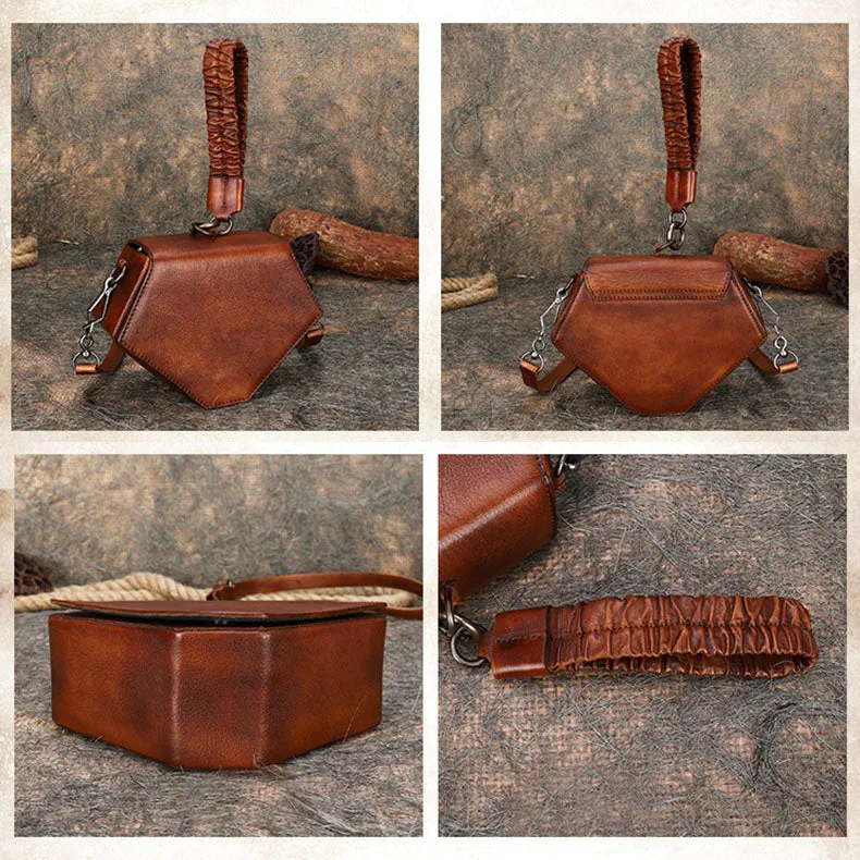 Small Ladies Vintage Leather Clutch Purse With Hand Strap Handbags For Women