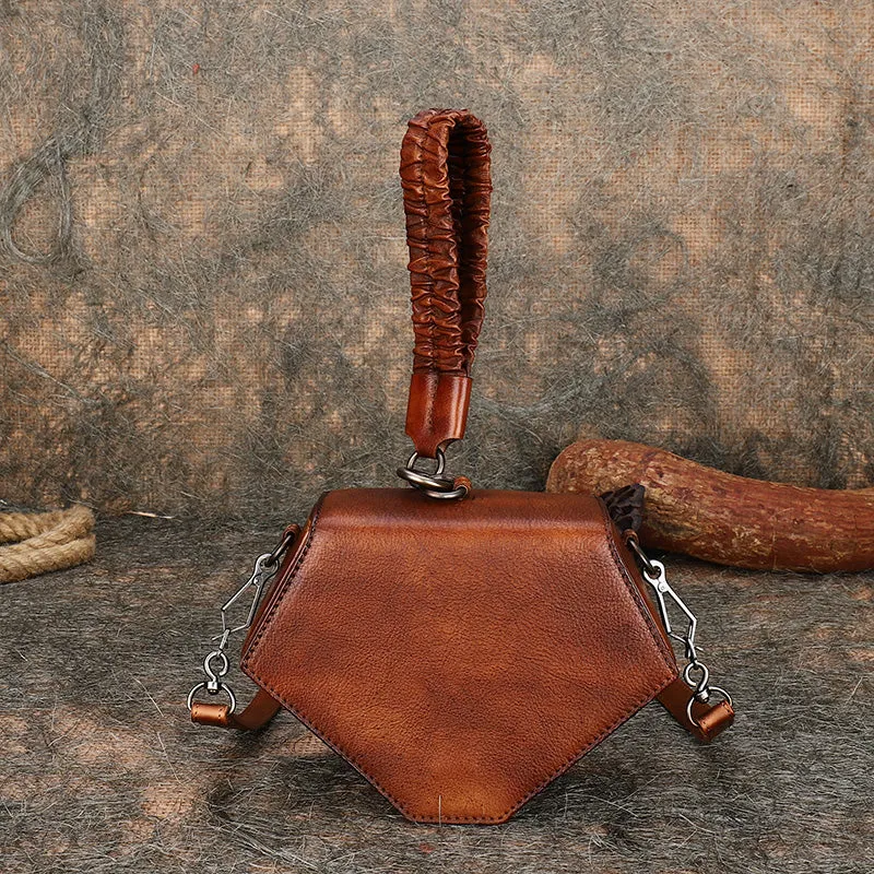 Small Ladies Vintage Leather Clutch Purse With Hand Strap Handbags For Women