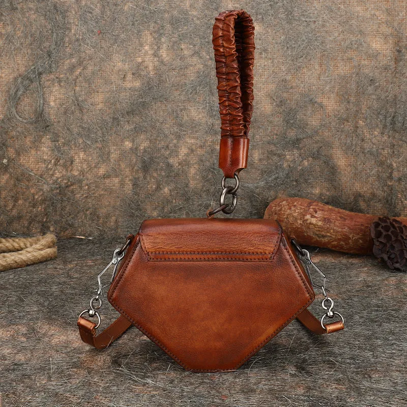 Small Ladies Vintage Leather Clutch Purse With Hand Strap Handbags For Women