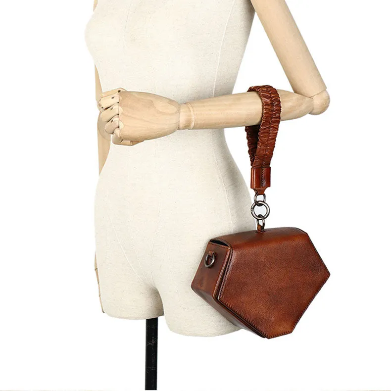 Small Ladies Vintage Leather Clutch Purse With Hand Strap Handbags For Women