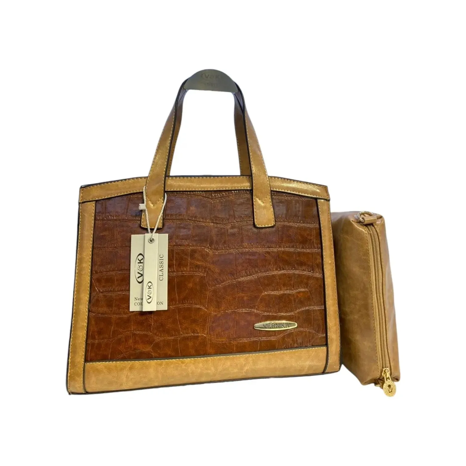 Vernika Classic Croc-Embossed Tote Set